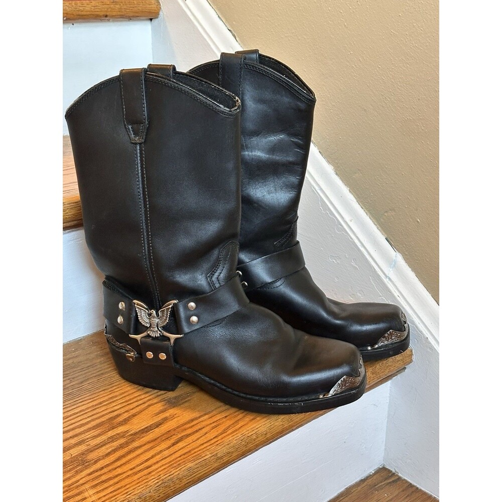 Vintage Dingo Black Chopper Eagle Harness Motorcycle Boot Mens Size 9.5 EW